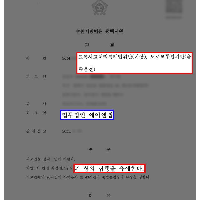 음주운전 재범+인사사고, 실형 피하고 집행유예 판결 받아내