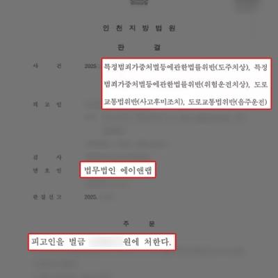 사고 후 도주한 만취운전 의뢰인 변호하여 벌금형 선처 이끌어내